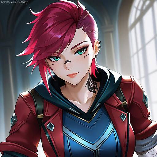 Illustration of Arcane vi, league of legends in the style of Tommy (kingdukeee)