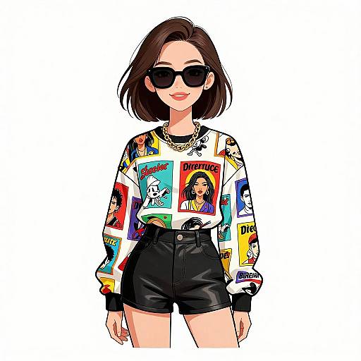 Trendy Woman in Pop Culture Fashion