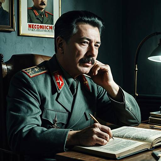 Stalin Studying Necronomicon
