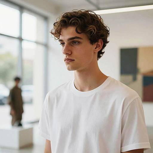 Male Model with Mullet in Gallery