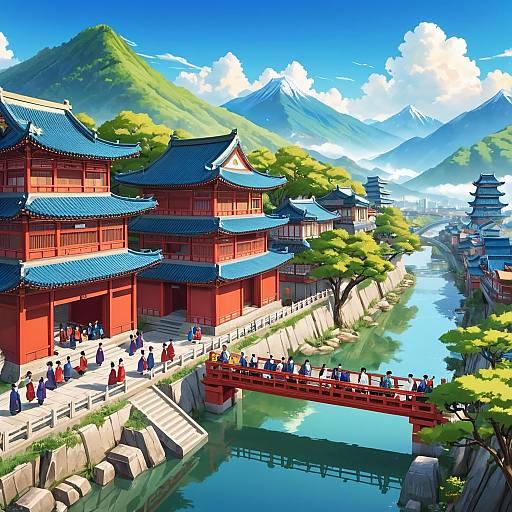 Vibrant Outdoor Scene with Diverse Crowd