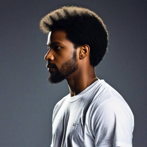 Profile of Young African American Man with Afro Hair
