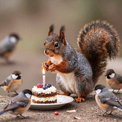 Cozy Squirrel Birthday Party with Birds