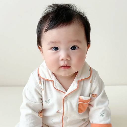 Asian Baby in Floral Pajamas