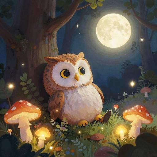 Curious Owl Bard in Enchanted Forest