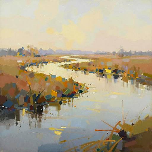 Abstract Calm River Delta Artwork