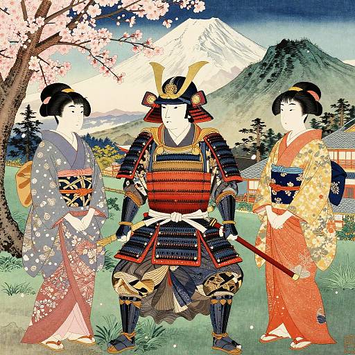 Fujiwara Clan in Ukiyo-e Style