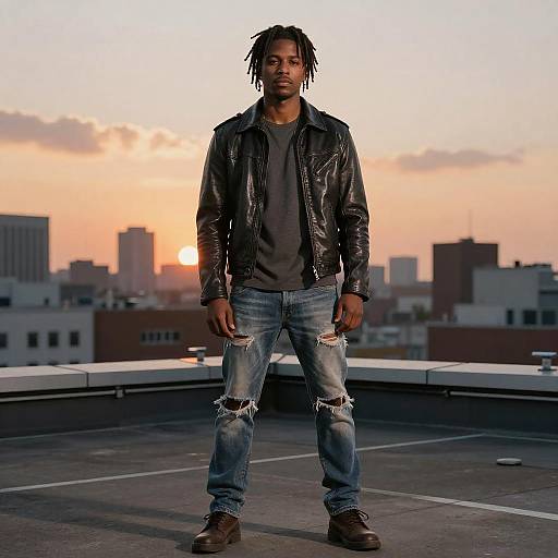 Photorealistic Urban Rooftop Sunset Scene