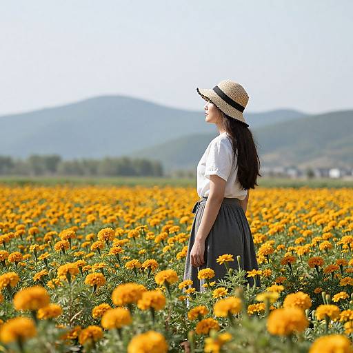 Marigold Field in Rural Mountain View