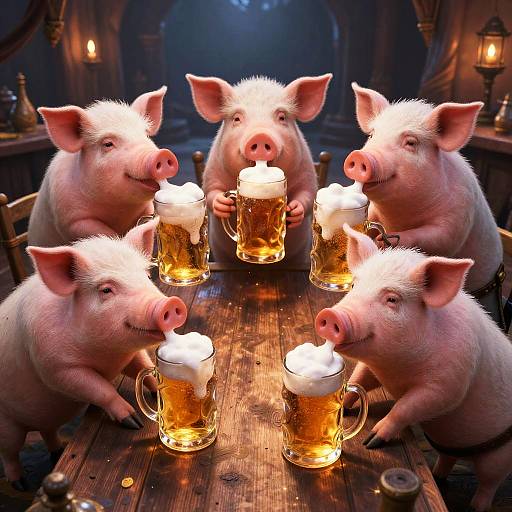 Anthropomorphic Pigs at Fantasy Tavern