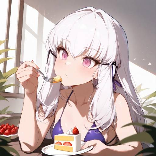Lysithea Enjoying Cake in Swimsuit
