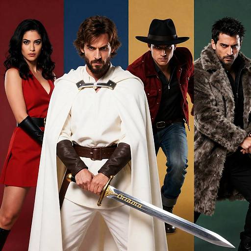 Epic Action Scene with Four Characters