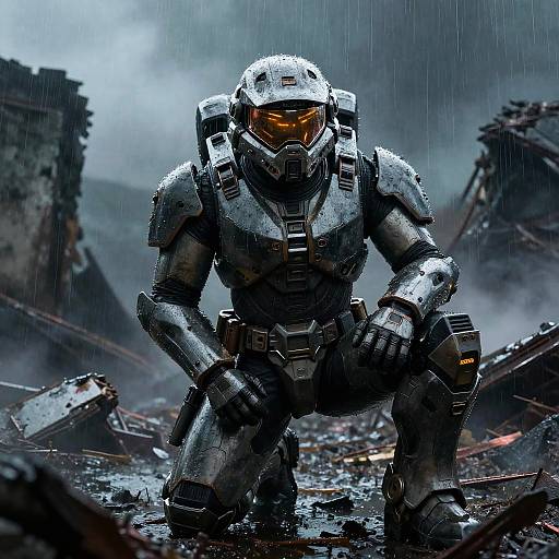 Halo ODST Trooper in Rainy Ruins