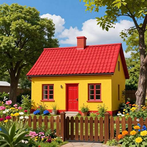Cozy Yellow House with Vibrant Garden