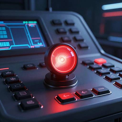 Futuristic Red Buzzer Control Panel