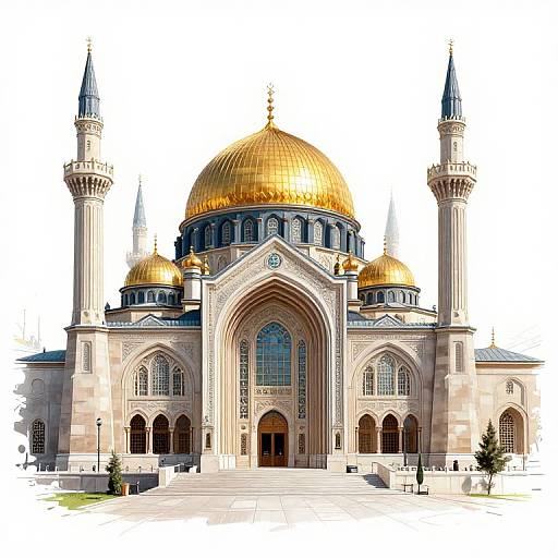 Hyper-Realistic Synagogue Architectural Sketch