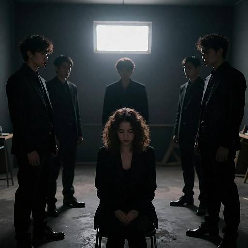 Dimly Lit Tense Interrogation Scene