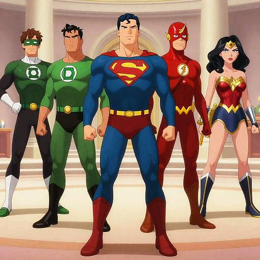 Animated Superheroes in Circular Room