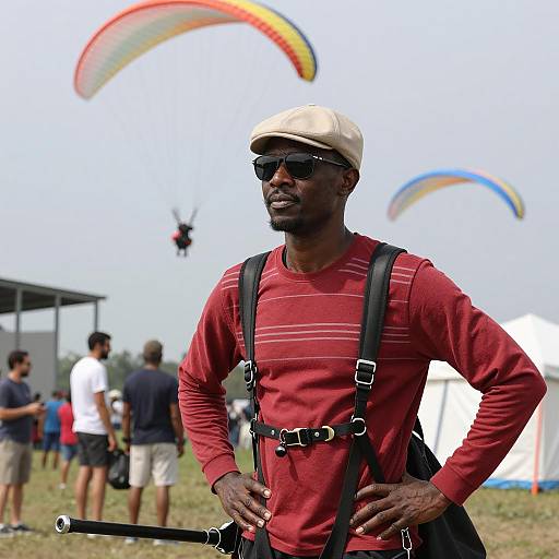 Man Preparing for Paragliding