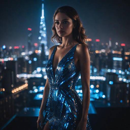 Dramatic Night Cityscape with Backlit Woman Dramatic Night Cityscape with Backlit Woman