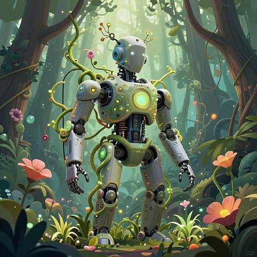 Surreal AI Fusion of Machine and Nature