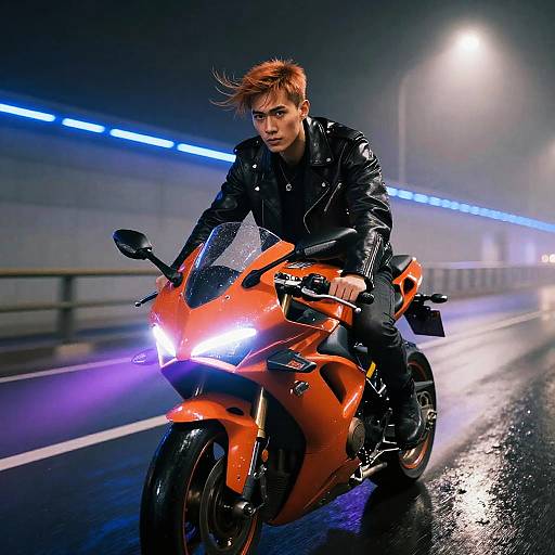 Cyberpunk Night Ride Through Foggy Tunnel