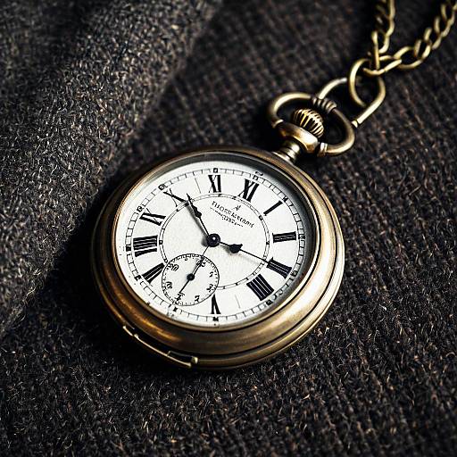 Vintage Pocket Watch on Wool Fabric
