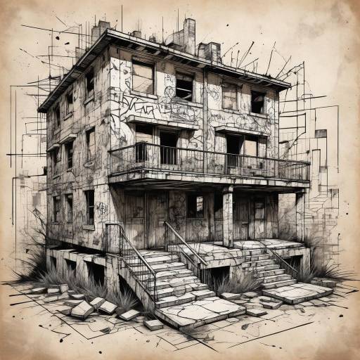 Grunge Aesthetic Urban House Sketch