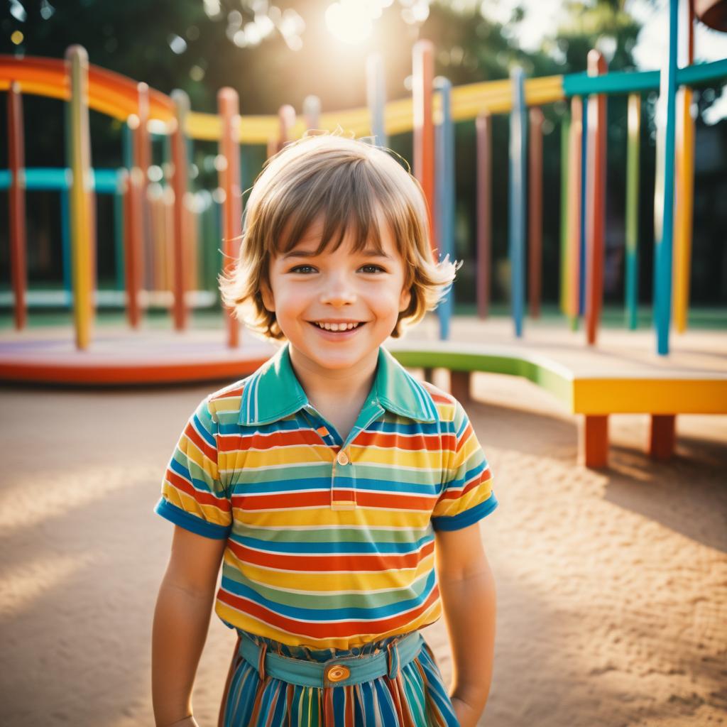 Playful Child in Vintage Playground Setting