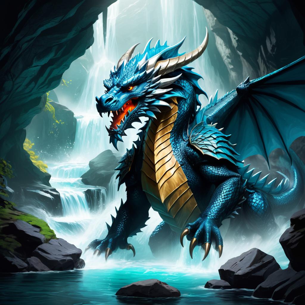 Ancient Dragon in Mystical Cavern Scene