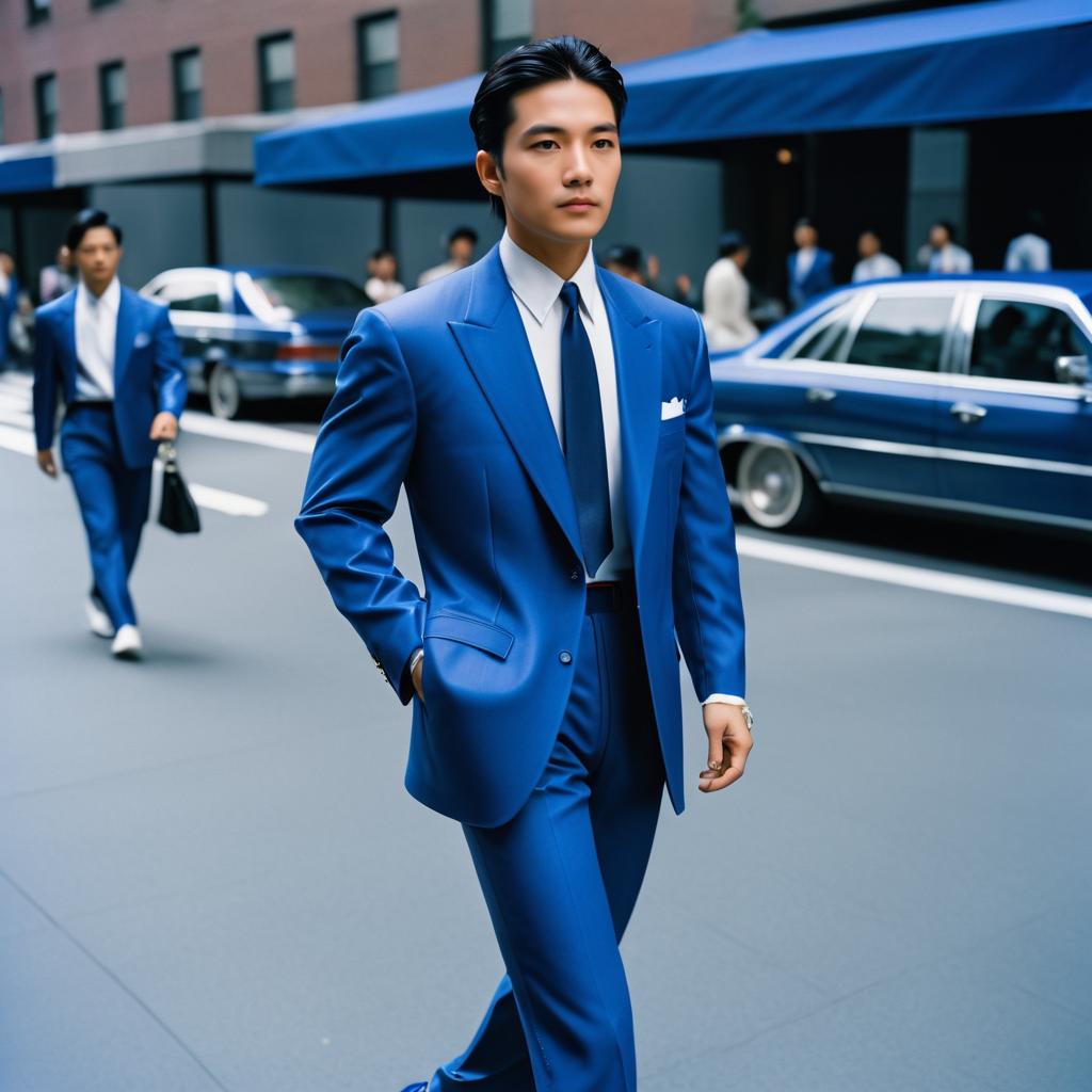 Fashionable Asian Man in Blue Suit 1992