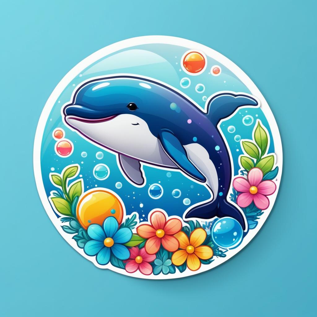 Vibrant Kawaii Whale Sticker Design