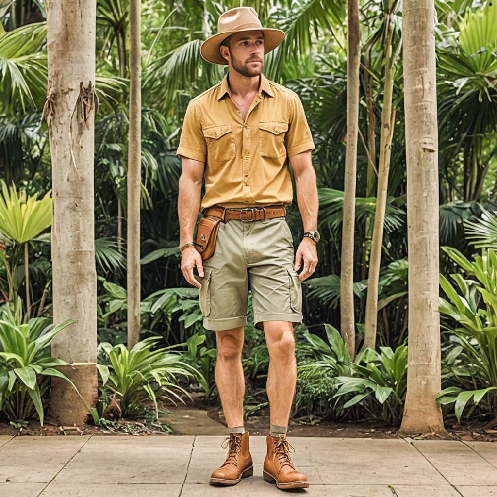 Athletic Man in Safari Adventure Outfit