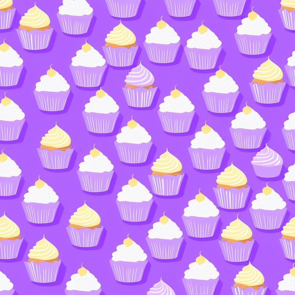 Seamless Cartoon Cupcake Pattern Design