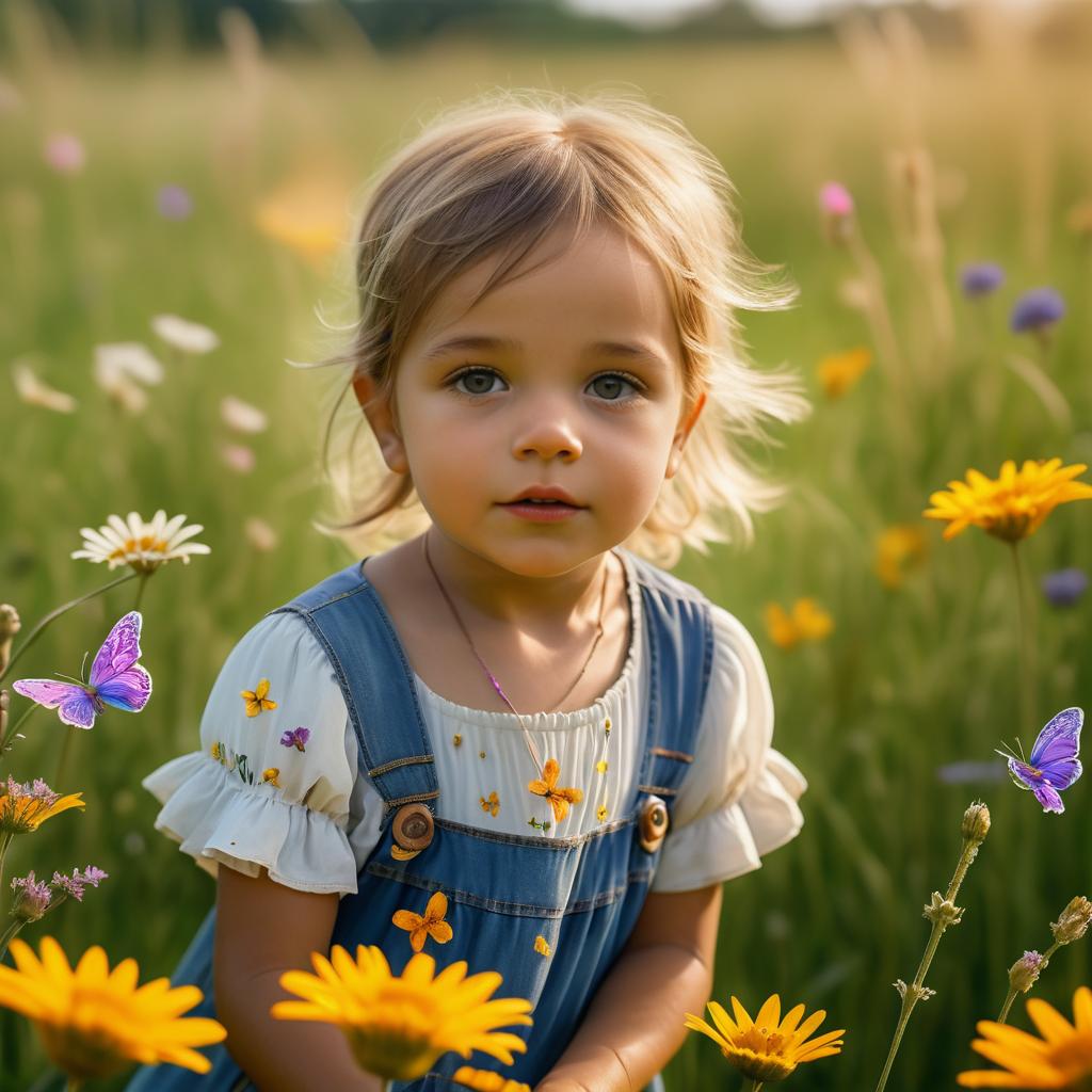 Hyperrealistic Child Playing in Nature