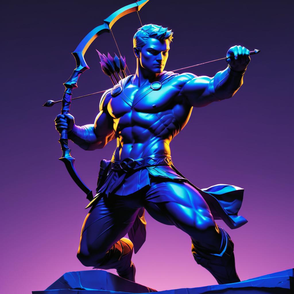 Vibrant Hawkeye Stone Statue Artwork