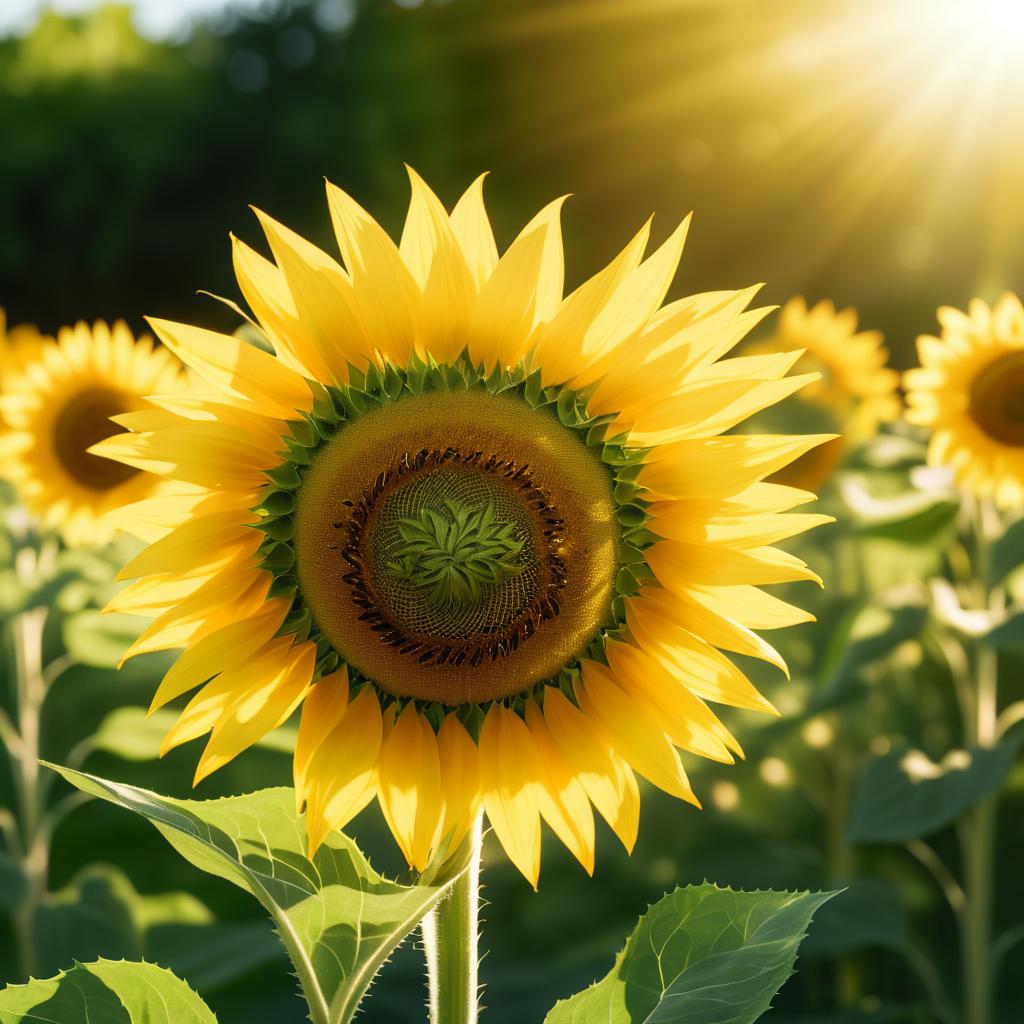 Sunflower Swaying in Sunlit Breeze