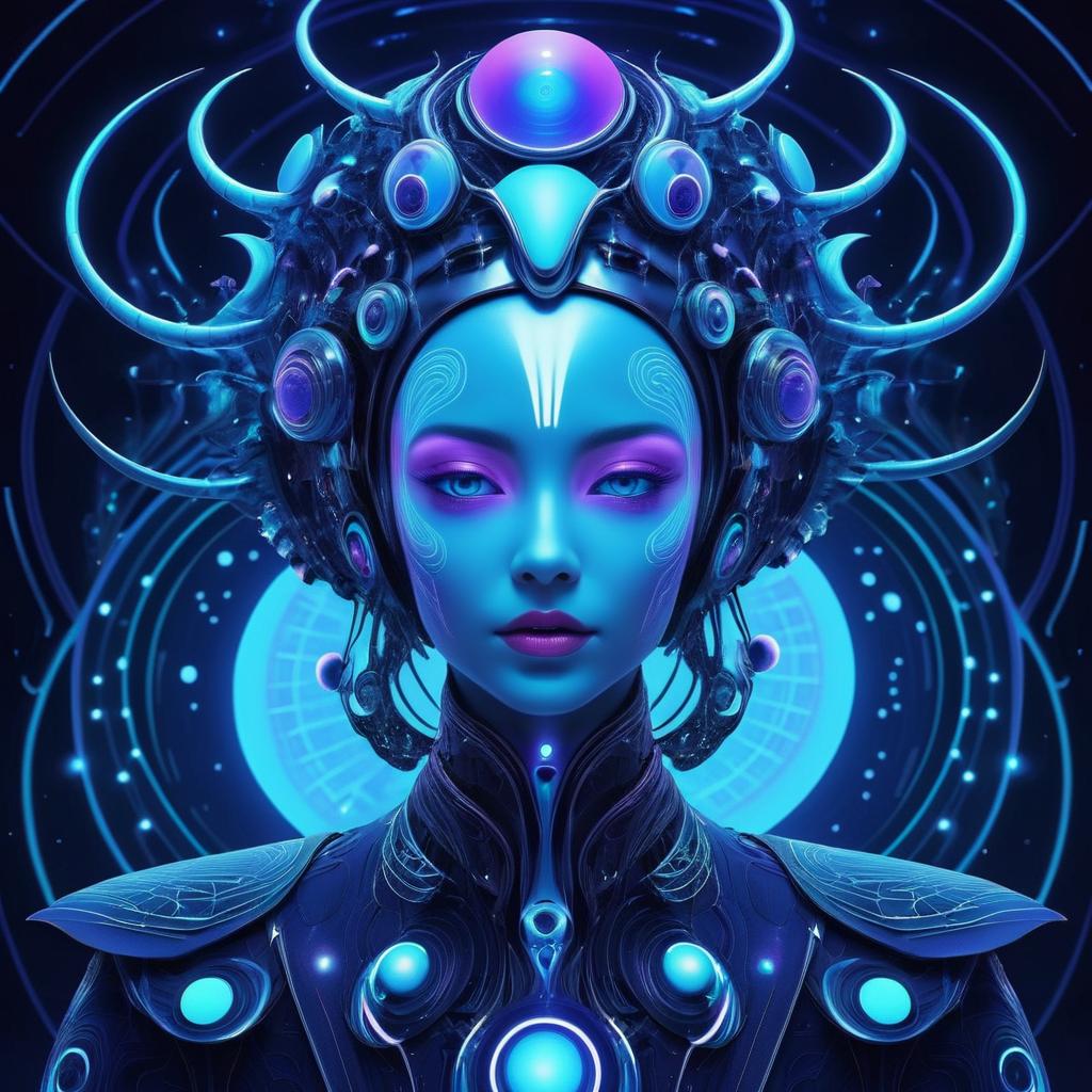 Cybernetic Alien Portrait: Surreal Beauty