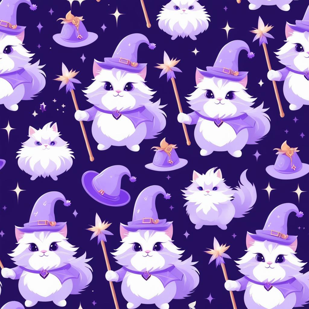 Whimsical Wizard Kittens in Lavender