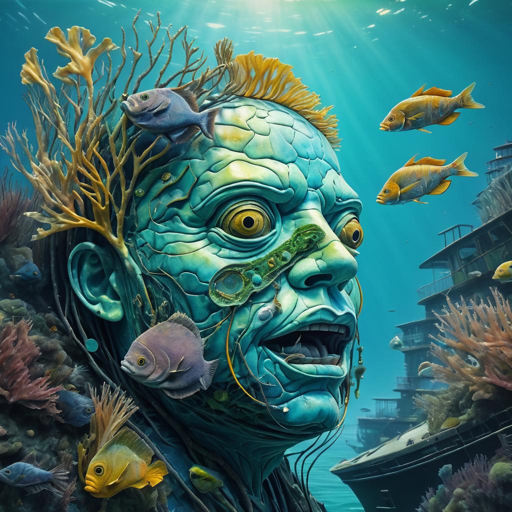 Surreal Anatomical Face with Deep-Sea Elements