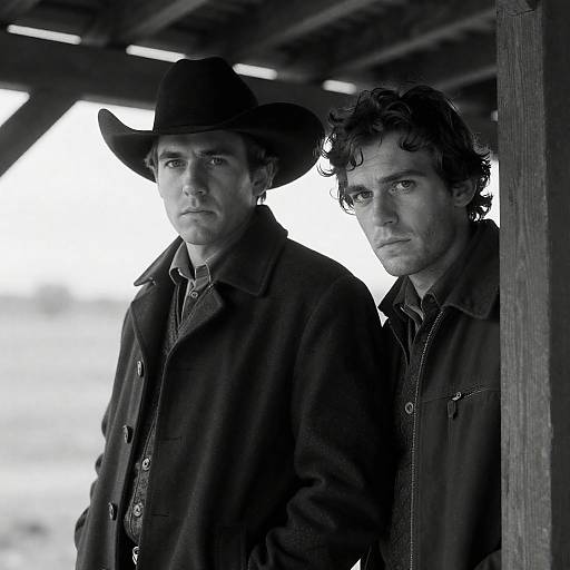 Intense Black-and-White Cowboy Portrait