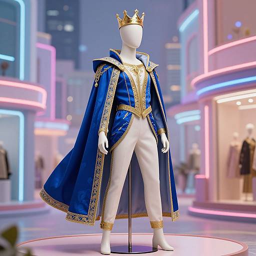 Regal Mannequin in Neon Fashion Realm