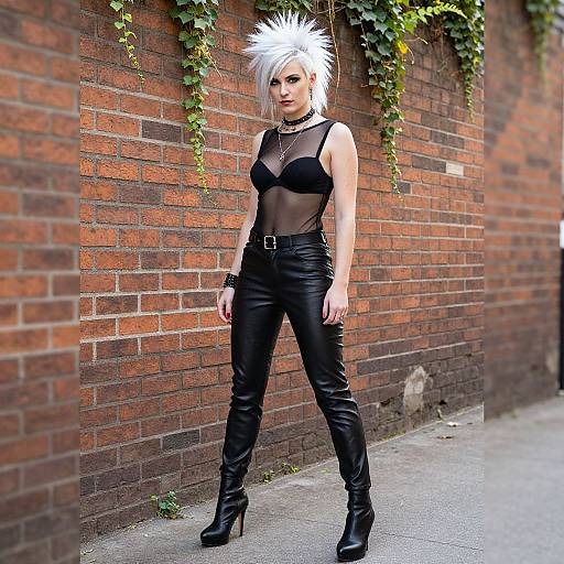 Confident Punk Woman in Alley