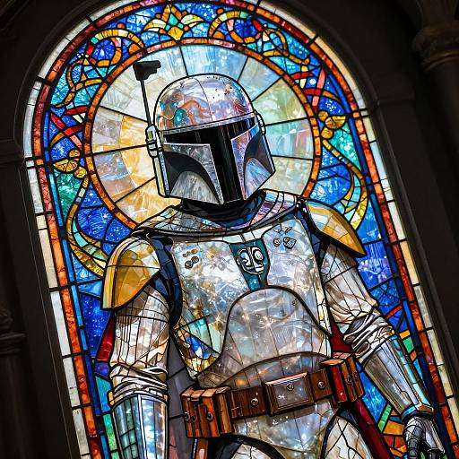 Ornate Stained Glass Boba Fett