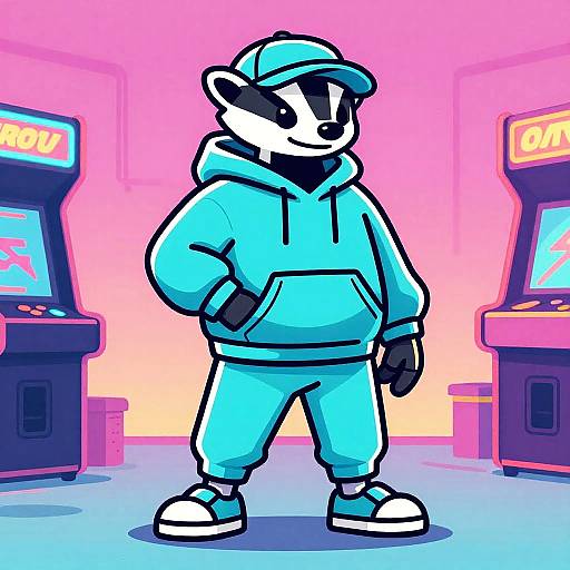 Vibrant Retro Neon Android Badger