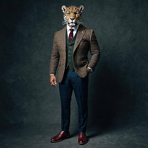 Sophisticated Jaguar in Tweed Suit