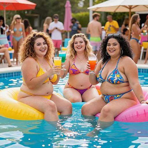 Vibrant Pool Party with Chubby Girls