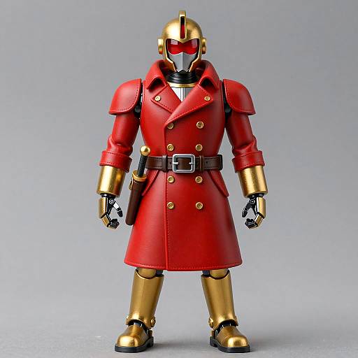 Robot with Golden Helmet and Red Coat