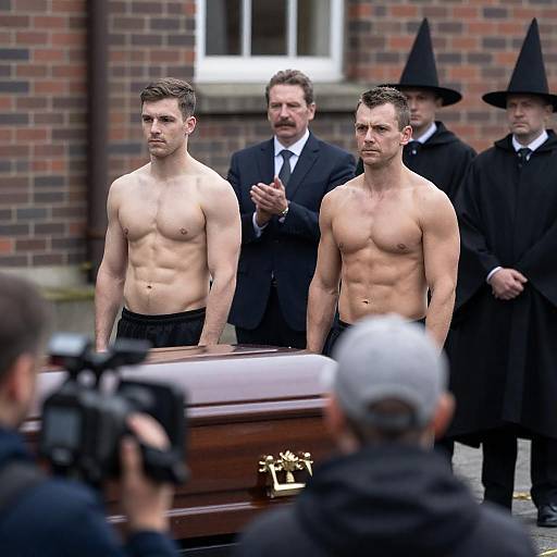 Shirtless Men at Funeral Ceremony