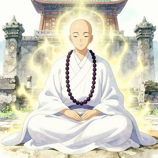 Serene Mystical Anime Monk Character